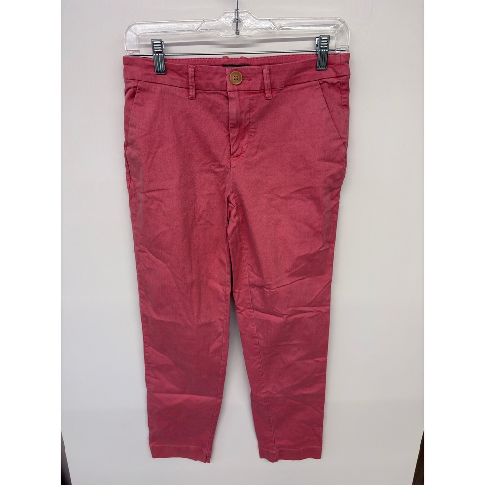 Preppy Old Money Chino Pants Women 2 Pink Herringbone Cotton Coastal Preppy